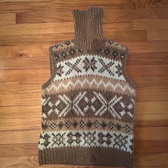 Ralph Lauren Brown and Cream Turtleneck Sweater Vest - Picture 2 of 6